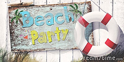 Beach Party Cheerful Chilling Leisure Festival Freedom Concept Stock Photo