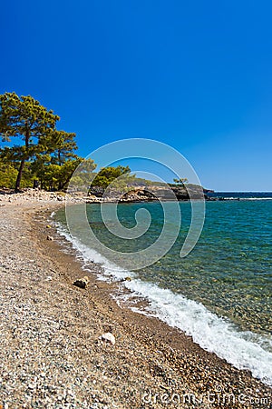 Beach at Phaselis in Antalya, Turkey Stock Photo