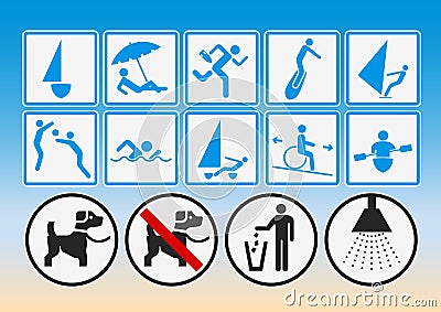 Beach pictograms Stock Photo