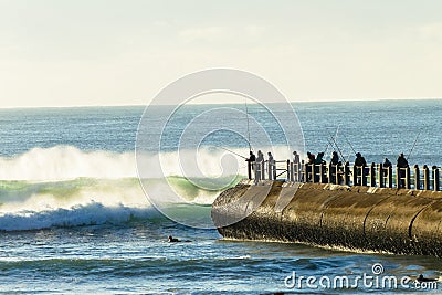 Beach Pier Ocean Sports Lifestyle Editorial Stock Photo