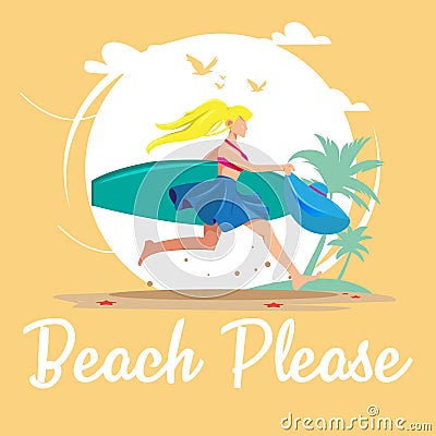 Beach Please Vector Design Stock Photo