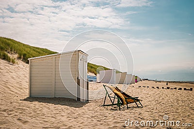 Beach poles on the beach of Domburg, Zeeland, the Netherlands Beach of Zeeland Netherlands Stock Photo