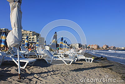 On the beach in Pomorie, Bulgaria Editorial Stock Photo