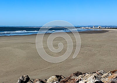 Beach Ponta da Areia in Portugal Stock Photo