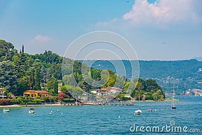 Beach at Portese situated at Lago di Garda in Italy Editorial Stock Photo