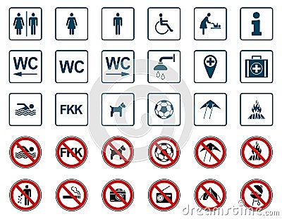 Beach - Prohibition & Warning Signs - Iconset Stock Photo