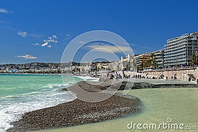 Beach and Promenade des Anglais, Nice Editorial Stock Photo