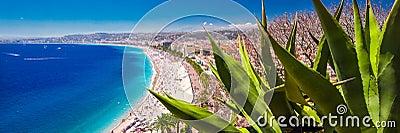 Beach promenade in old city center of Nice, French riviera, France Editorial Stock Photo