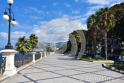 Beach promenade in Reggio Calabria, Italy Editorial Stock Photo