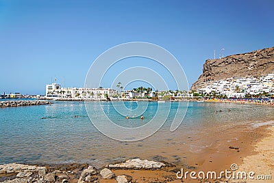 Beach in Puerto de Mogan. Stock Photo