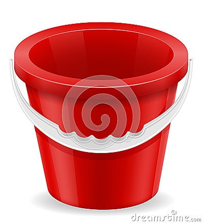 beach red bucket childrens toy for sand stock vector illustration Vector Illustration