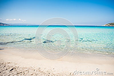 Beach of Rena di Ponente, Sardinia Island, Italy. Blue Sky Stock Photo