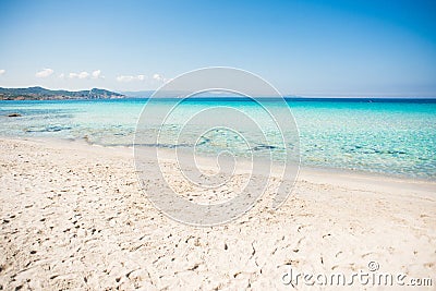 Beach of Rena di Ponente, Sardinia Island, Italy. Blue Sky Stock Photo