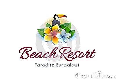 Beach Resort Logo Vector Illustration