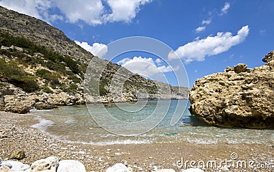 Beach at Rhodes, Greece (Anthony Quinn) Stock Photo