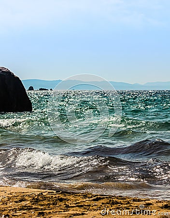 Beach with rough sea near Carloforte Stock Photo