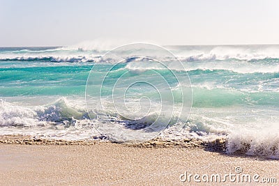 Beach Rough Sea Waves Stock Photo