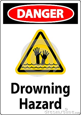 Beach Safety Sign Danger - Drowning Hazard Vector Illustration