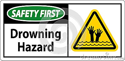 Beach Safety Sign Danger - Drowning Hazard Vector Illustration