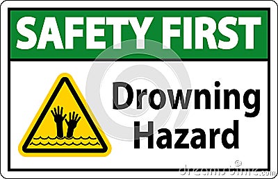 Beach Safety Sign Danger - Drowning Hazard Vector Illustration