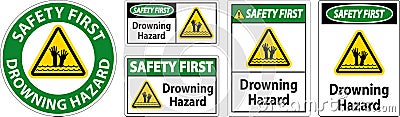 Beach Safety Sign Danger - Drowning Hazard Vector Illustration