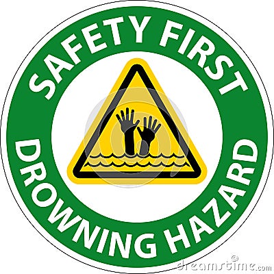 Beach Safety Sign Danger - Drowning Hazard Vector Illustration