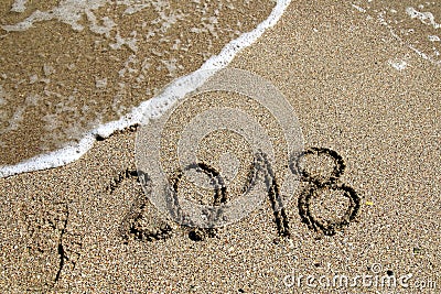 2018 on beach Stock Photo