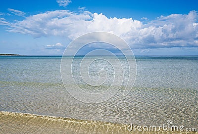 Beach sand, Caribbean sea and sky Stock Photo
