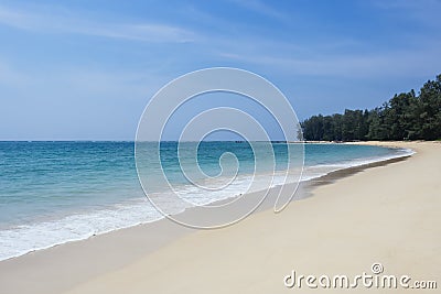 Beach sand sea with blue sky Summer holiday background Stock Photo