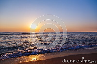 Beach sand sea sky sun sunset Stock Photo