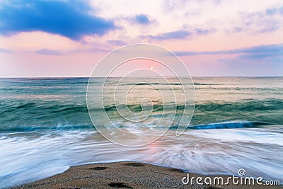 Beach sand sea sky sun sunset Stock Photo