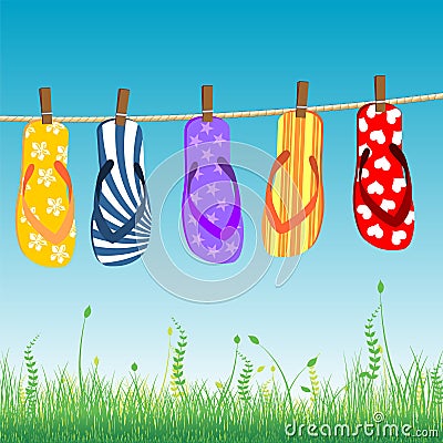 Beach sandals collection Vector Illustration