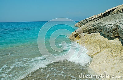 Beach scene in Albania Stock Photo