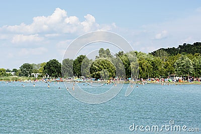 Beach scene at Lake Balaton, Hungary Editorial Stock Photo