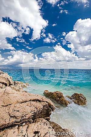 Beach scenery in Croatia, Istria, Europe Stock Photo