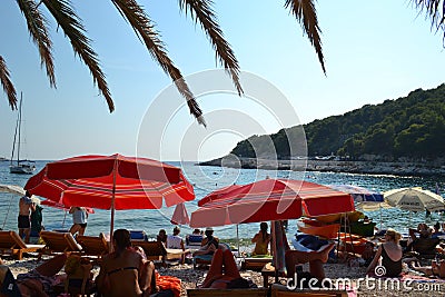 Beach scenery traveling in Croatia Editorial Stock Photo