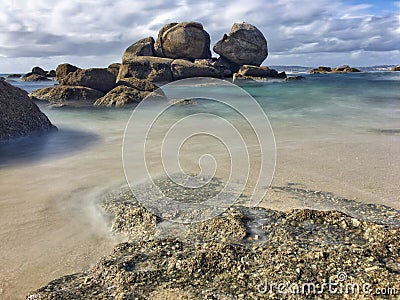 Beach and sea on the Galician coast Stock Photo