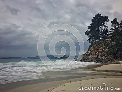 Beach and sea on the Galician coast Stock Photo