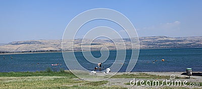 A Beach on Sea of Galilee or Kinneret, Israel Editorial Stock Photo