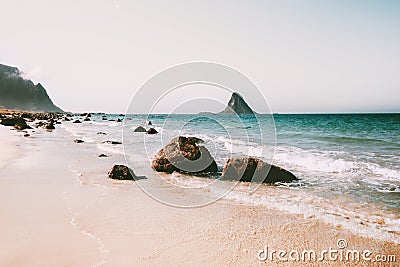 Beach sea landscape in Norway empty sandy seaside view Stock Photo