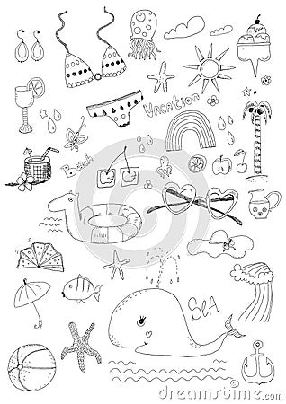 Beach set Vector Illustration