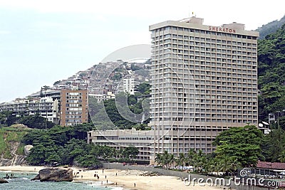 Beach, Sheraton Hotel, slum in Rio de Janeiro Editorial Stock Photo
