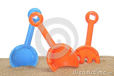 Beach shovels and rake Stock Photo