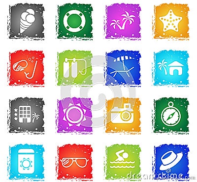 Beach simply icons Vector Illustration