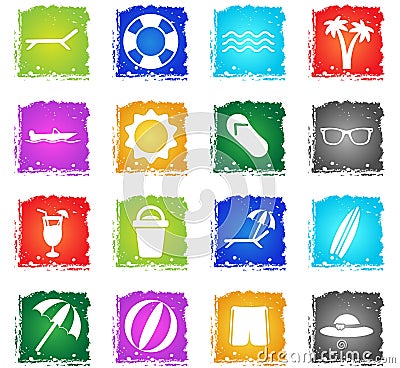 Beach simply icons Vector Illustration