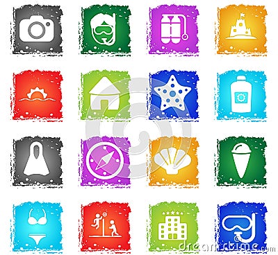 Beach simply icons Vector Illustration