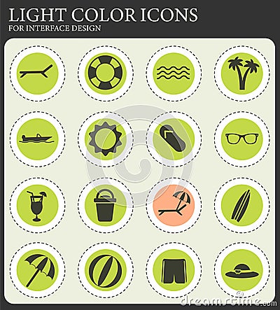 Beach simply icons Vector Illustration