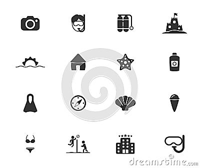 Beach simply icons Vector Illustration