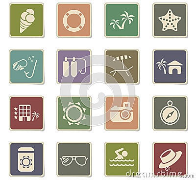 Beach simply icons Vector Illustration