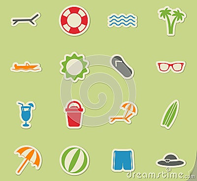 Beach simply icons Stock Photo